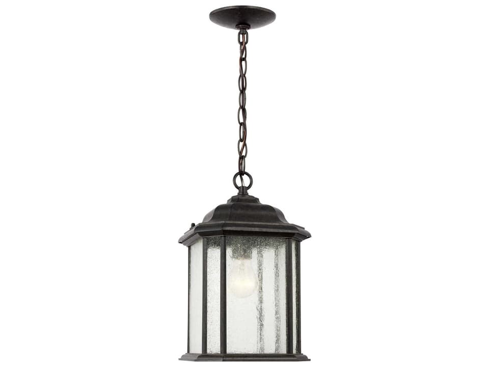 Kent 1-Light Outdoor Pendant Light in Oxford Bronze with Clear Seeded Glass