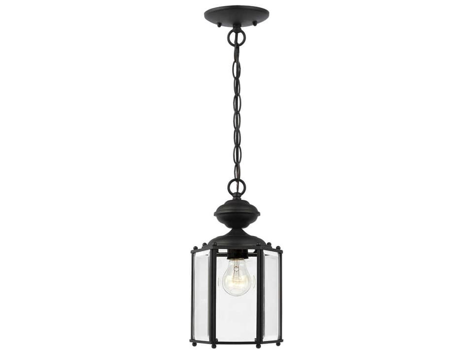 Classico 1-Light Outdoor Convertible Pendant Light in Black
