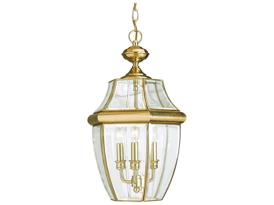 Lancaster 3-Light Outdoor Pendant Light in Polished Brass