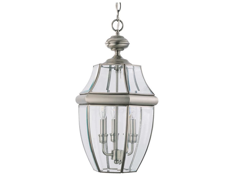 Lancaster 3-Light Outdoor Hanging Pendant Light in Antique Brushed Nickel