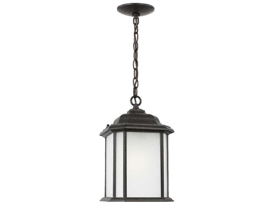 Kent 1-Light Outdoor Pendant Light in Oxford Bronze with Satin Etched Glass