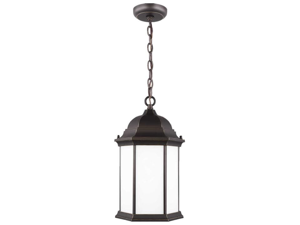 Sevier 1-Light Outdoor Mini Pendant in Antique Bronze with Etched Glass