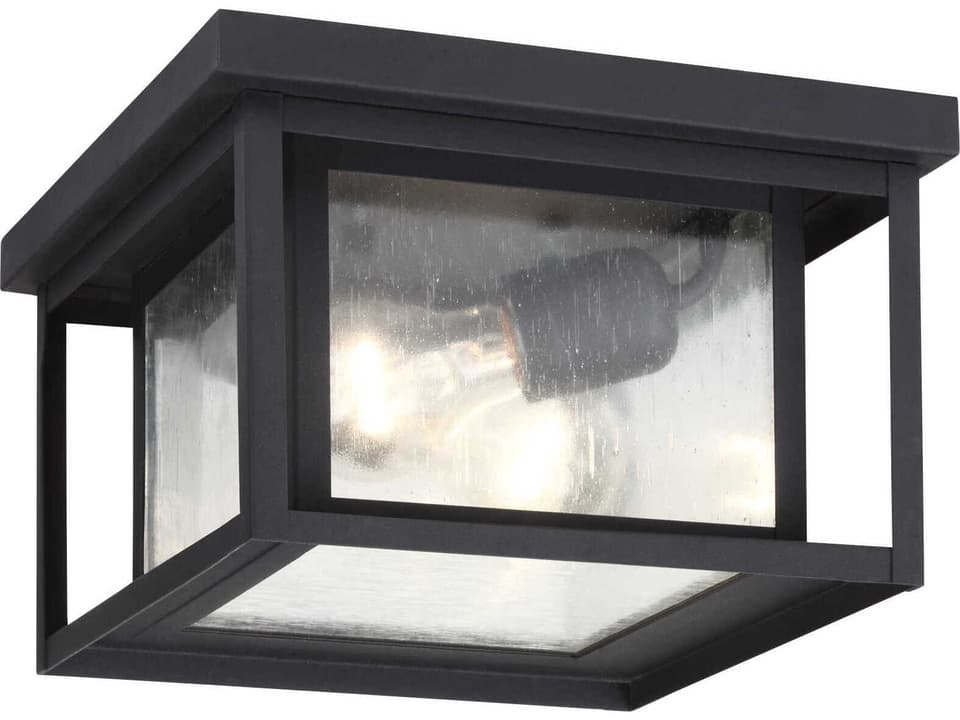 Hunnington 2-Light Outdoor Square Flush Mount in Black