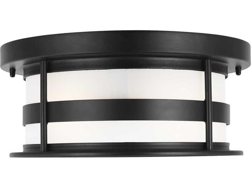Wilburn 2-Light Outdoor Flush Mount Ceiling Light in Black