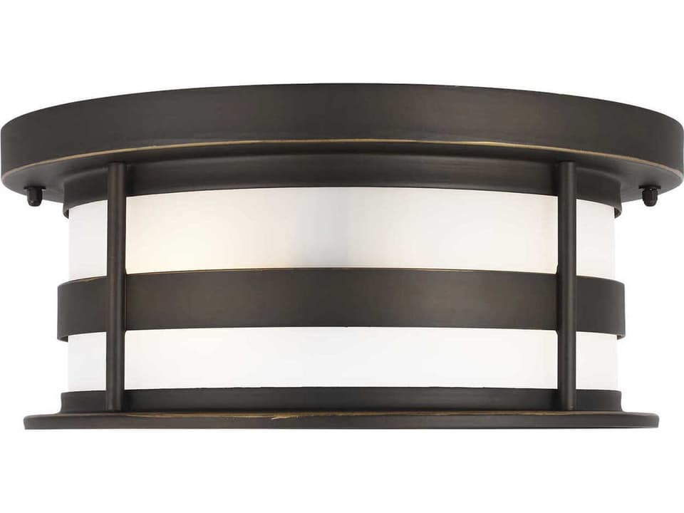 Wilburn 2-Light Outdoor Flush Mount in Antique Bronze