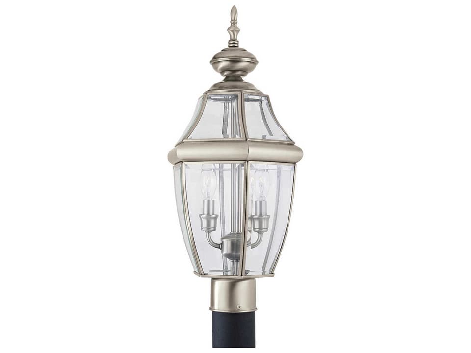 Lancaster 2-Light Outdoor Post Lantern in Antique Brushed Nickel
