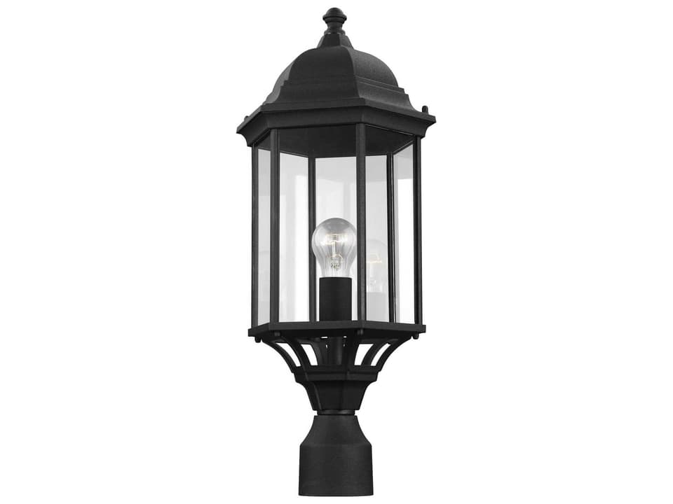 Sevier 1-Light Outdoor Post Lantern in Black with Clear Glass