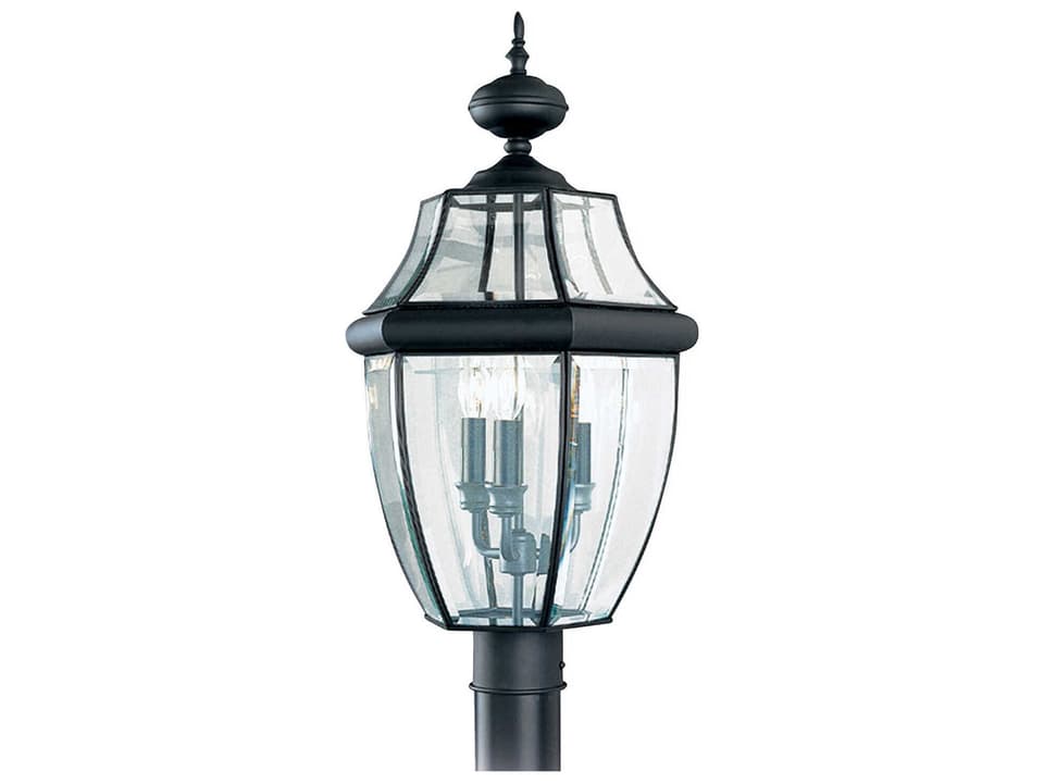 Lancaster 3-Light Outdoor Post Lantern in Black