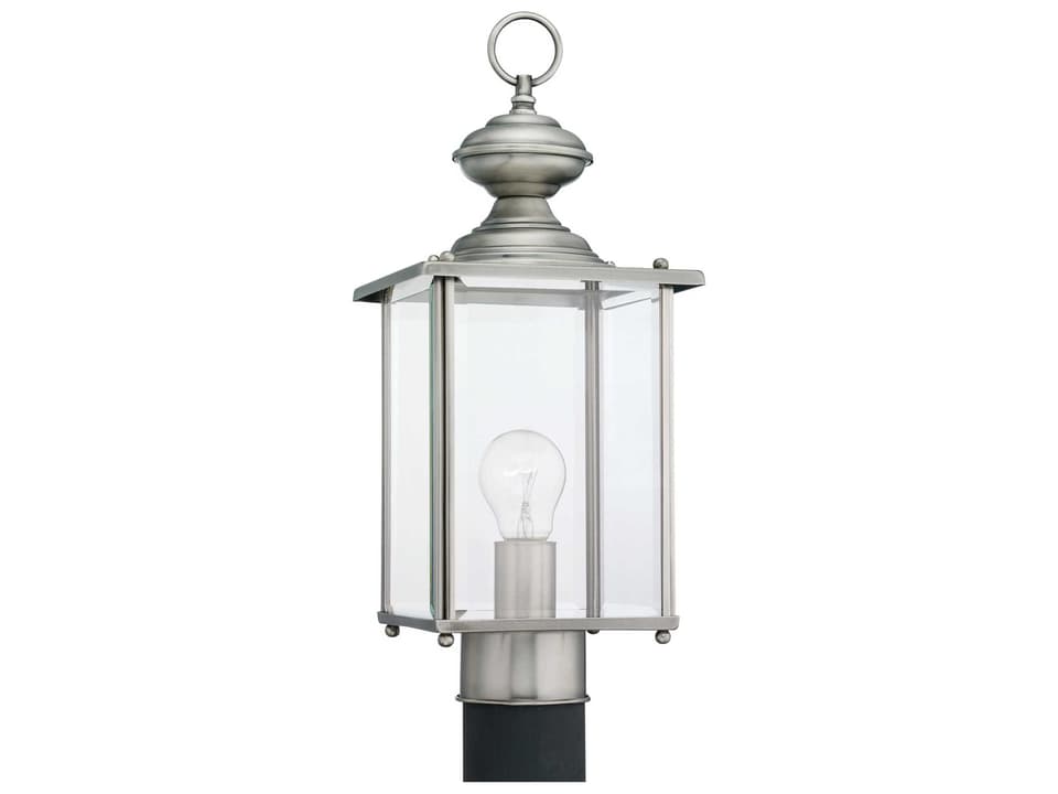 Jamestowne 1-Light Outdoor Post Lantern in Antique Brushed Nickel