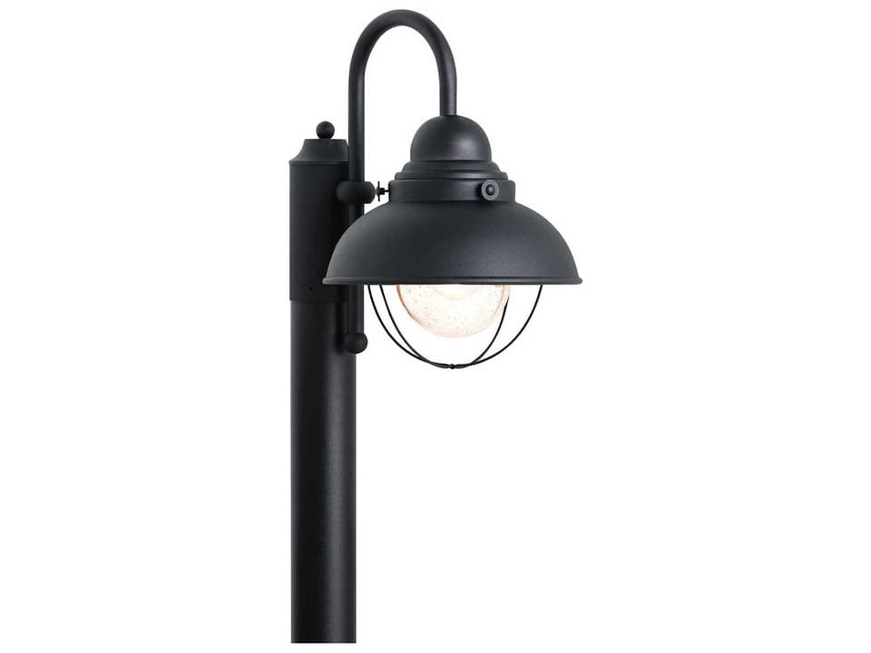 Sebring 1-Light Outdoor Post Light in Black with Clear Seeded Glass