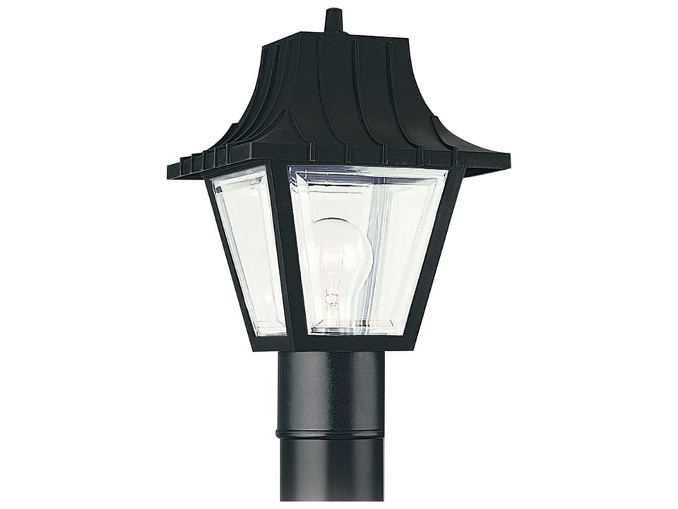 Polycarbonate Outdoor 1-Light Post Lantern in Black