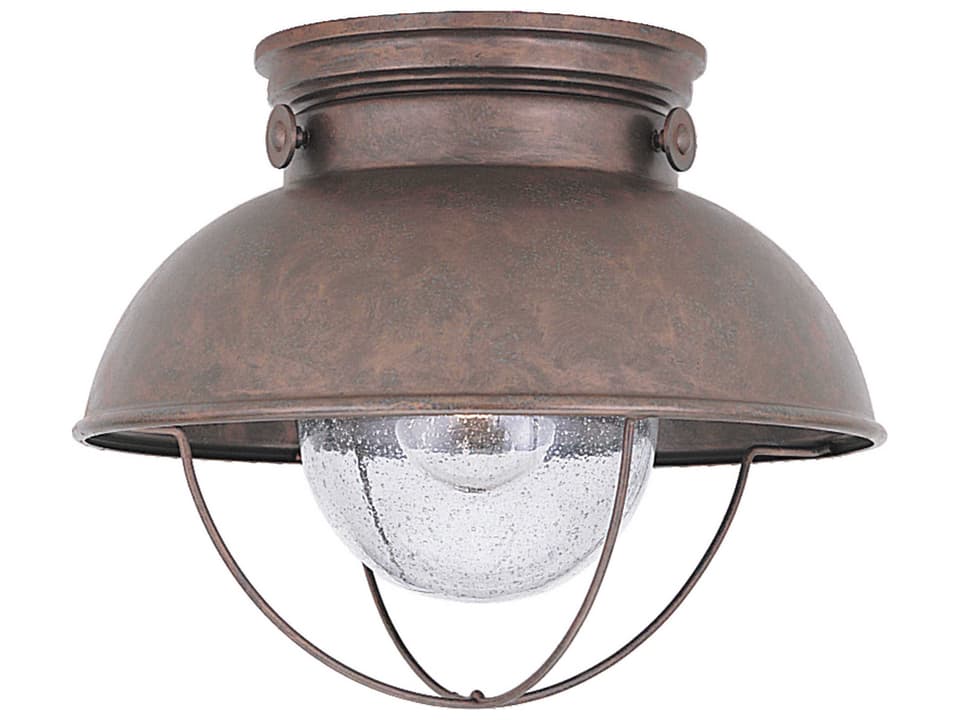 Sebring One Light Outdoor Flush Mount in Weathered Copper