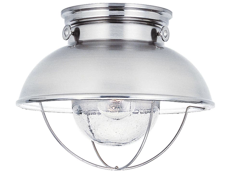 Sebring 1-Light Outdoor Flush Mount in Brushed Stainless