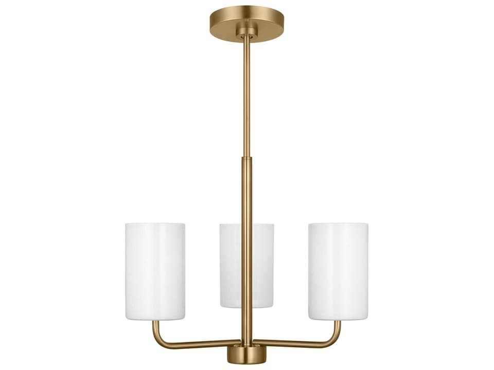 Rhett 3-Light Chandelier in Satin Bronze with Clear White Glass