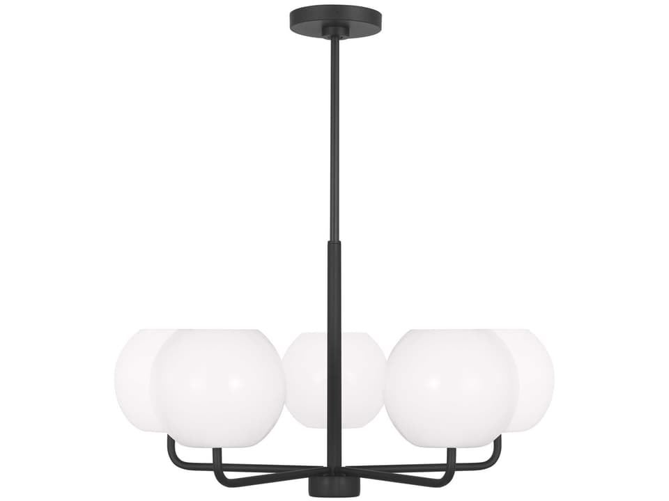 Rory 5-Light Chandelier in Midnight Black with Opal Glass