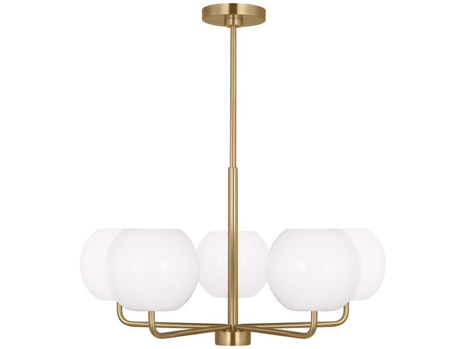 5-Light Rory Chandelier in Satin Bronze with Opal Glass Shades