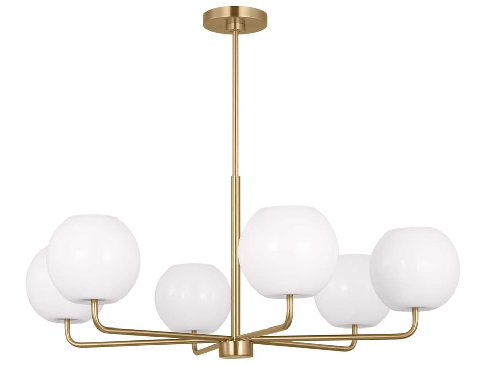 Rory 6-Light Chandelier in Satin Bronze with Opal Glass
