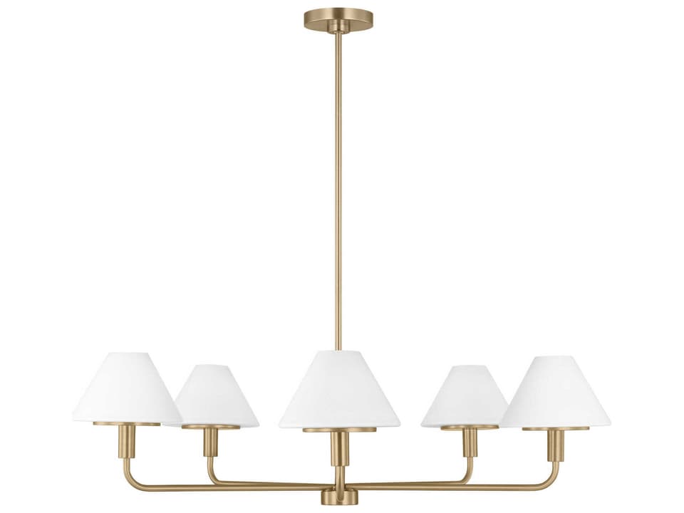 Mendota 5-Light Chandelier in Satin Brass with Opal Etched Glass
