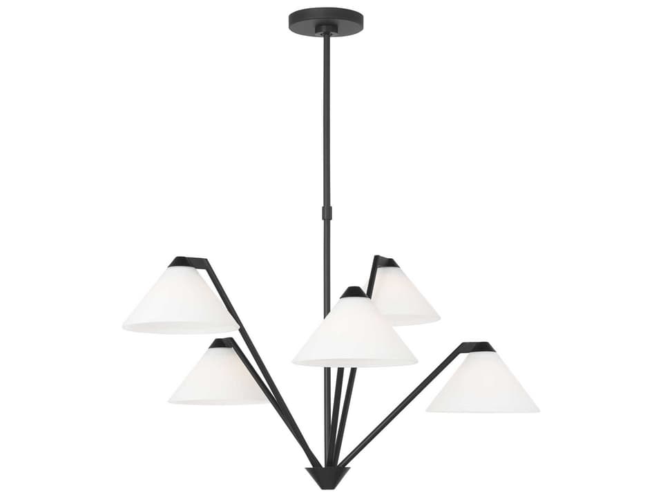 Werley 5-Light Chandelier in Midnight Black with Etched White Glass Shades