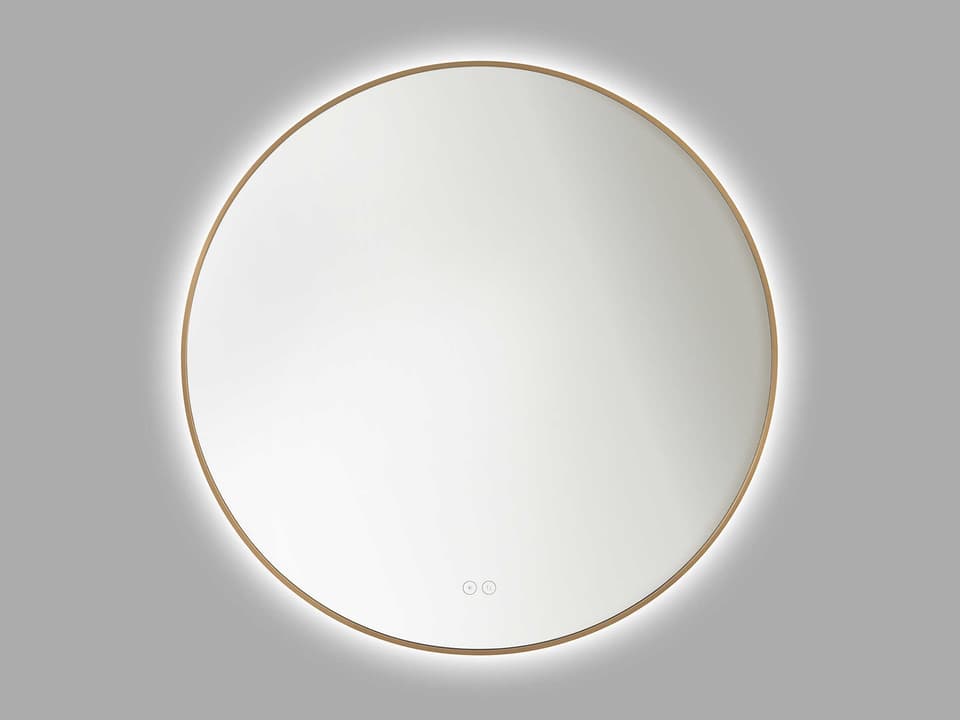 Cadre Round Backlit Wall Mirror in Satin Brass 30 Inch