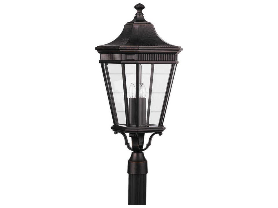 Cotswold Lane Outdoor Post Light Grecian Bronze Clear Beveled Glass