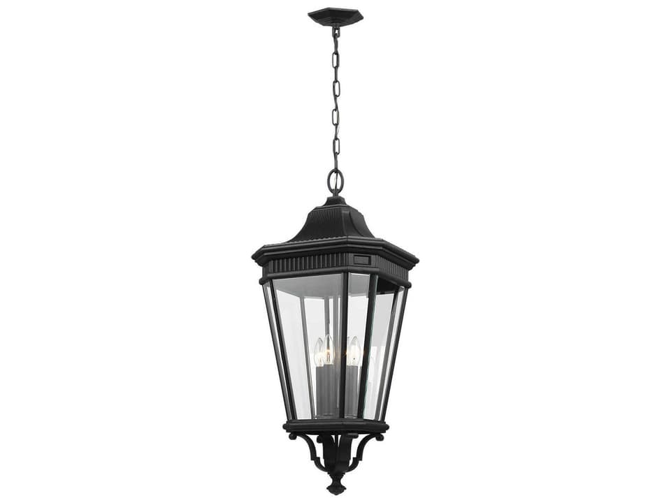 4-Light Cotswold Lane Outdoor Hanging Lantern in Black