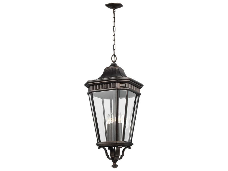 Cotswold Lane 4-Light Hanging Outdoor Pendant in Grecian Bronze