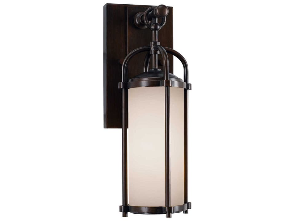 Dakota 1-Light Outdoor Wall Sconce in Espresso with Opal Etched Glass