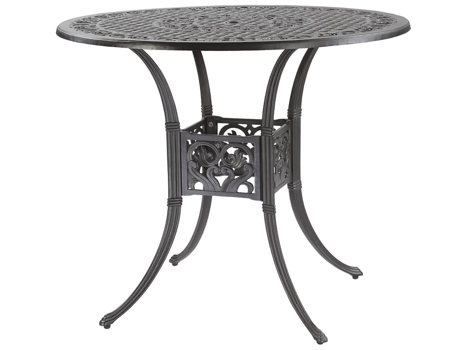 Michigan 48-Inch Round Cast Aluminum Bar Table with Umbrella Hole