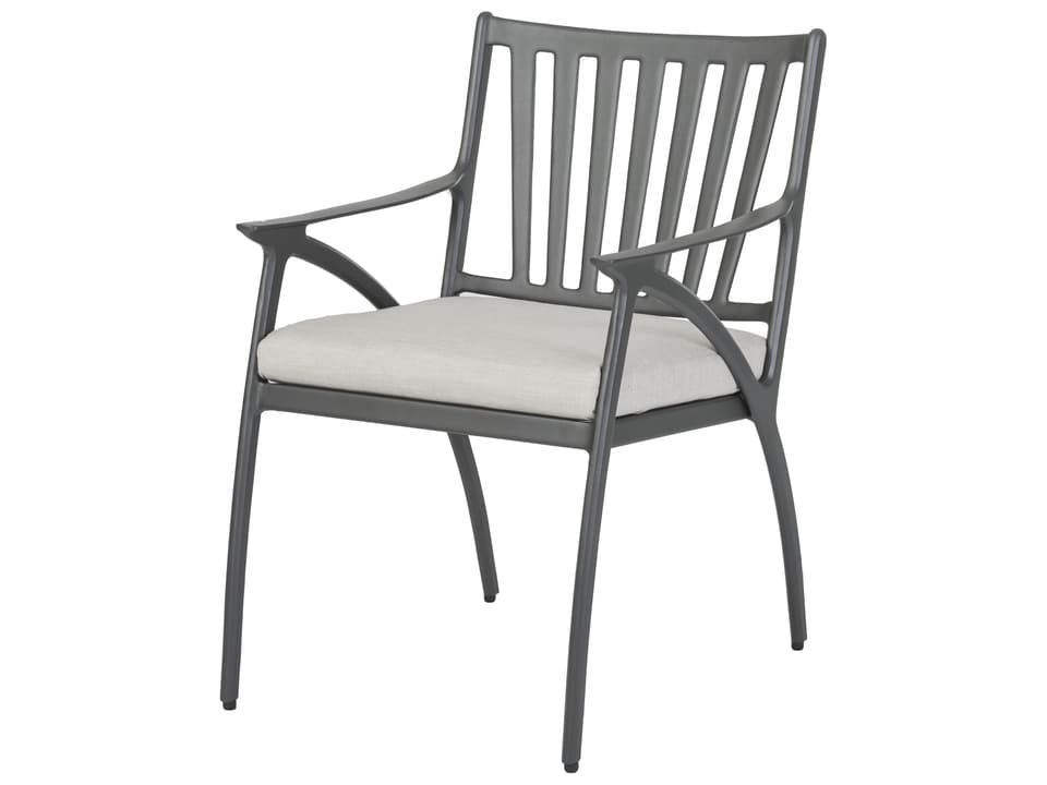 Amari Cast Aluminum Dining Arm Chair in Carbon No Cushion