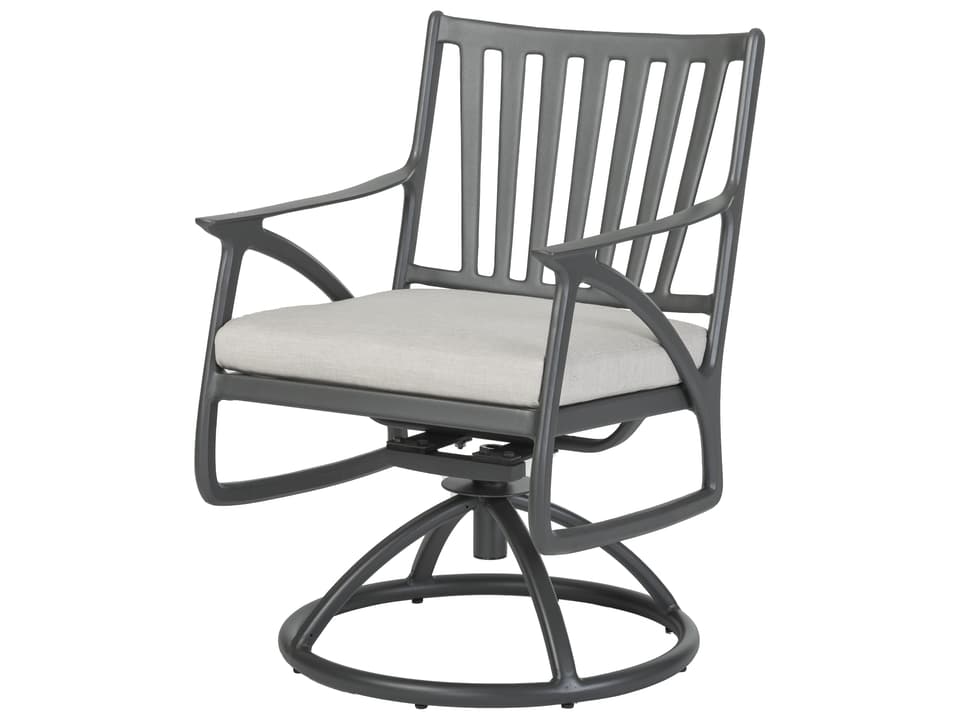 Amari Cast Aluminum Swivel Rocker Dining Arm Chair in Carbon