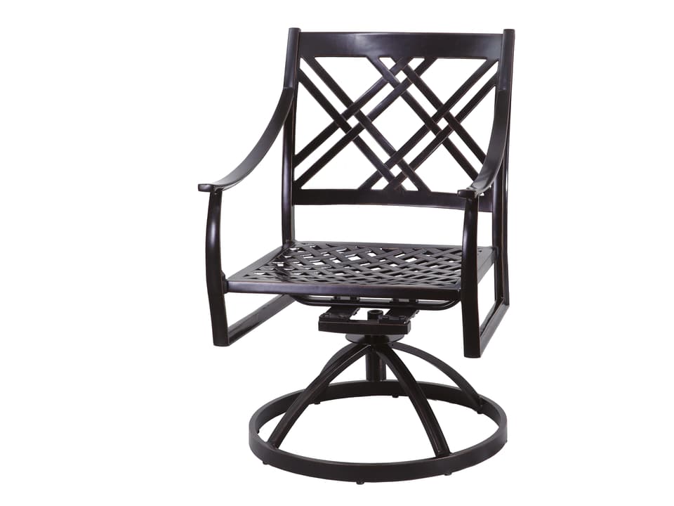 Edge Cast Aluminum Swivel Rocker Dining Arm Chair in Midnight Gold