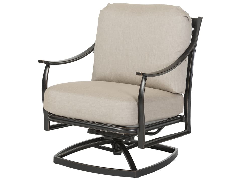 Edge Cast Aluminum Swivel Rocker Lounge Chair in Midnight Gold