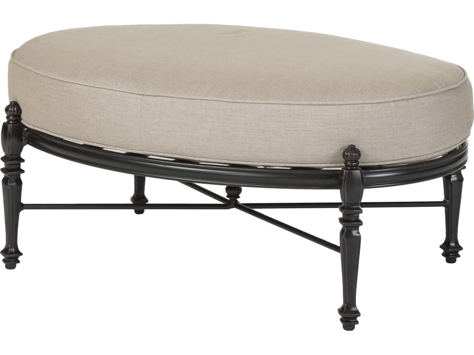 Grand Terrace Oval Cast Aluminum Ottoman in Desert Bronze