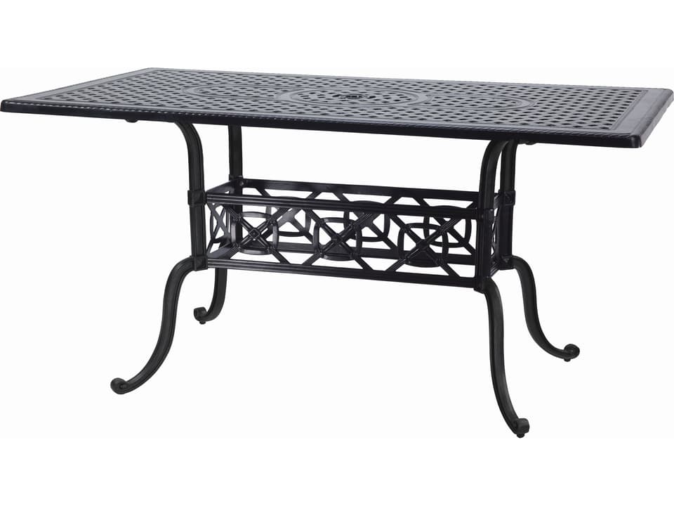 Grand Terrace Cast Aluminum Rectangular Bar Table with Umbrella Hole