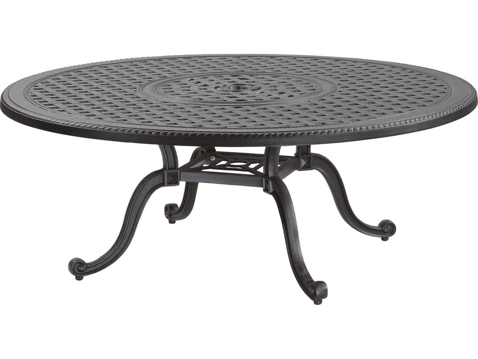 Grand Terrace Cast Aluminum Round Patio Chat Table with Umbrella Hole