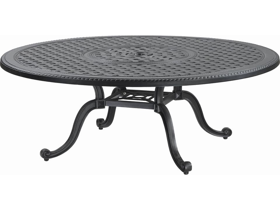 Grand Terrace Cast Aluminum Round Outdoor Chat Table with Umbrella Hole