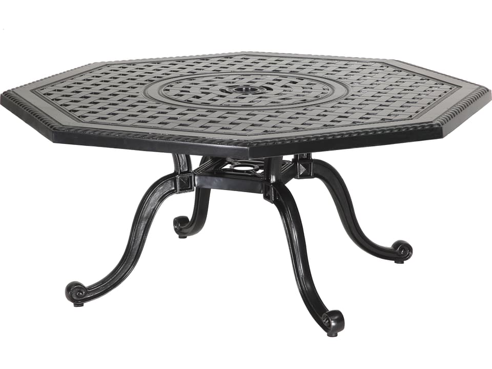 Grand Terrace Cast Aluminum Octagon Patio Chat Table with Umbrella Hole