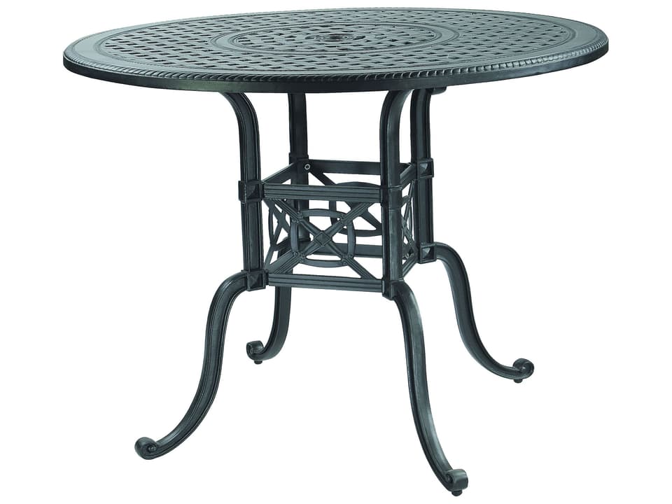 Grand Terrace 54-Inch Round Cast Aluminum Counter Table with Umbrella Hole