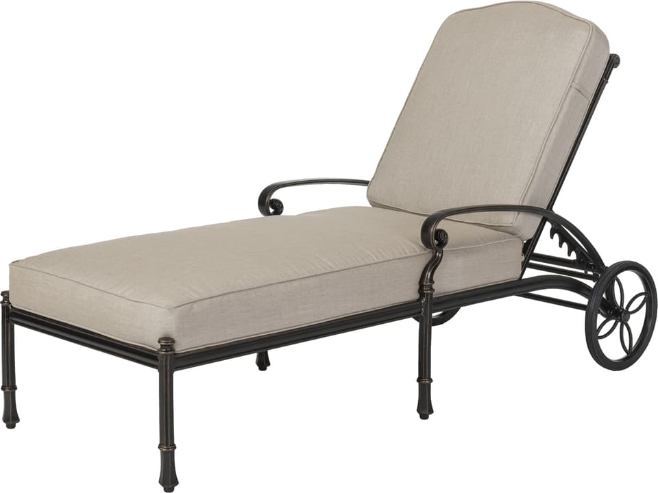 Bella Vista Cast Aluminum Chaise Lounge with Wheels in Midnight Gold
