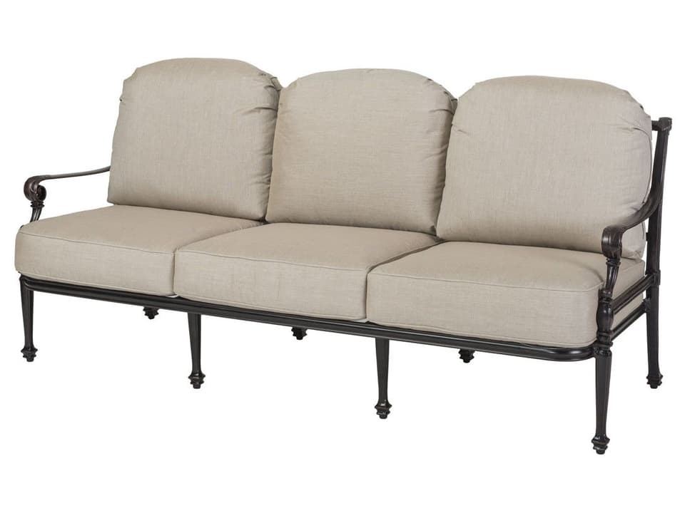 Grand Terrace Cast Aluminum Patio Sofa No Cushion in Desert Bronze