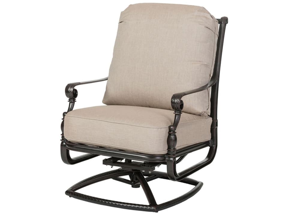 Grand Terrace Cushion High Back Swivel Rocking Lounge Chair in Black
