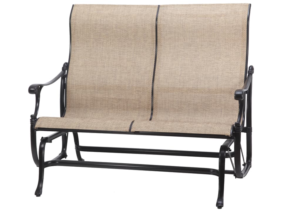 Michigan Sling Cast Aluminum High Back Loveseat Glider