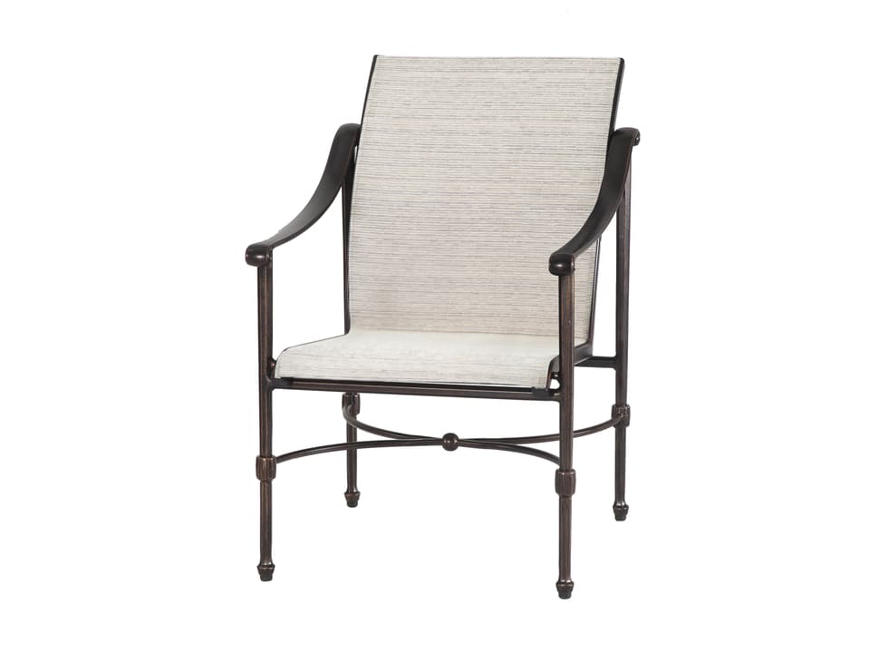 Morro Bay Sling Cast Aluminum Dining Armchair in Midnight Gold