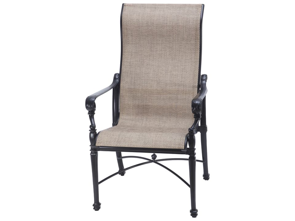 Grand Terrace High Back Sling Cast Aluminum Dining Armchair