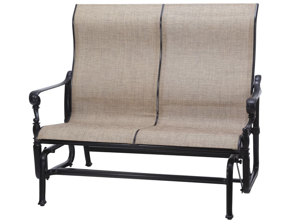 Grand Terrace Sling Cast Aluminum High Back Loveseat Glider