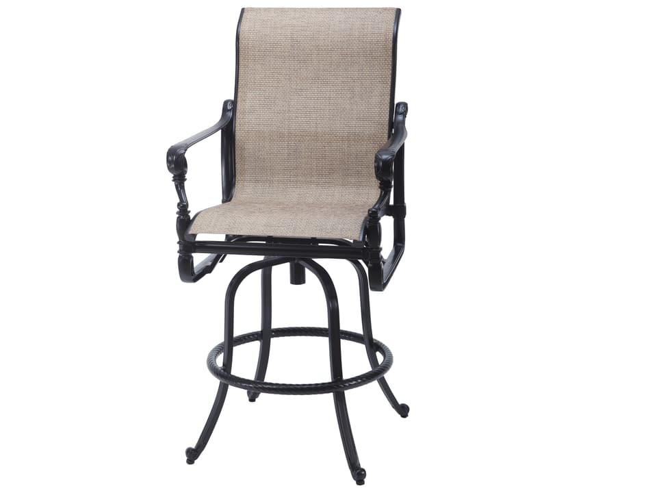 Grand Terrace Sling Cast Aluminum Swivel Bar Stool