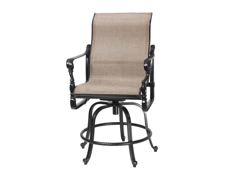 Grand Terrace Balcony Height Cast Aluminum Sling Swivel Rocking Bar & Counter Stool