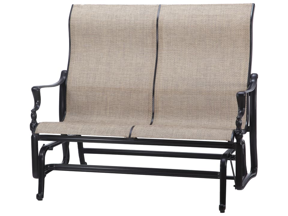 Bel Air Cast Aluminum Sling High Back Loveseat Glider