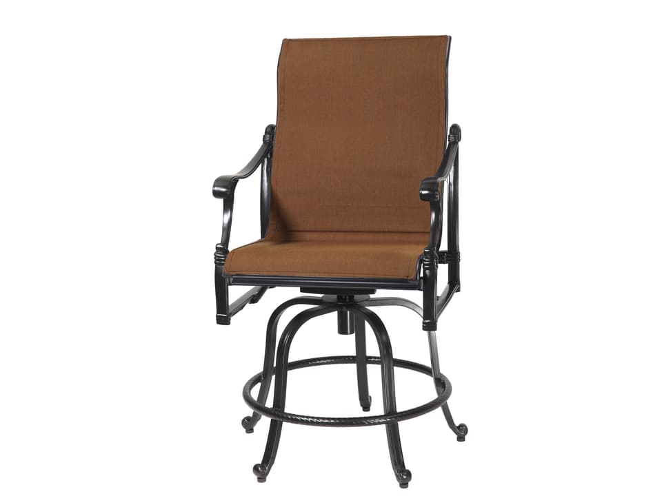 Michigan Padded Sling Cast Aluminum Swivel Rocking Balcony Stool